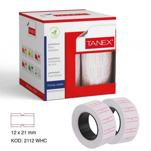 Picture of TANEX PRICE GUN LABEL REFILL 21X12MM SINGLE LINE - 24 ROLLS